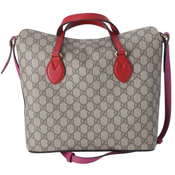 GUCCI GG Supreme Tote 429147 Beige Brown Multi Pink Red - Picture 4 of 9